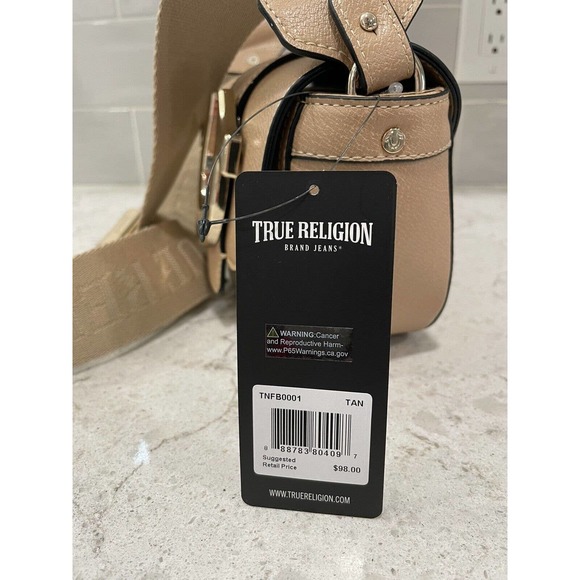 TRUE RELIGION $98 MSRP Crossbody Shoulder Bag Handbag Purse Tan Gold Hardware - Picture 2 of 10